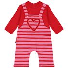 Baby Girls Pink & Red Heart Romper, 1, hi-res