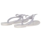 Girls White Logo Bow Flip Flops, 1, hi-res