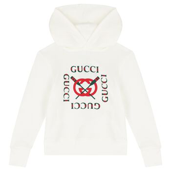 Ivory Cotton Logo Hooded Top