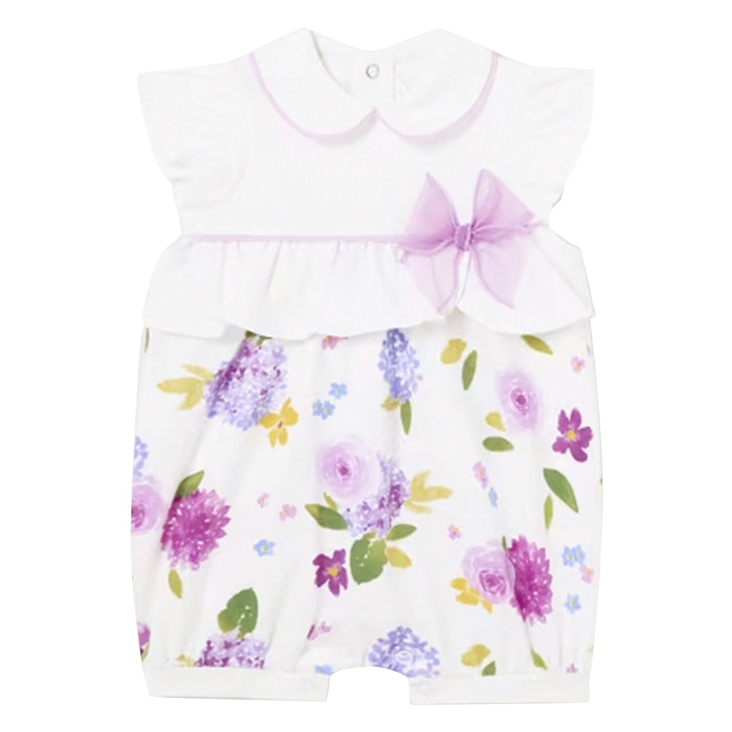 Baby Girls White Floral Romper, 2, hi-res image number null