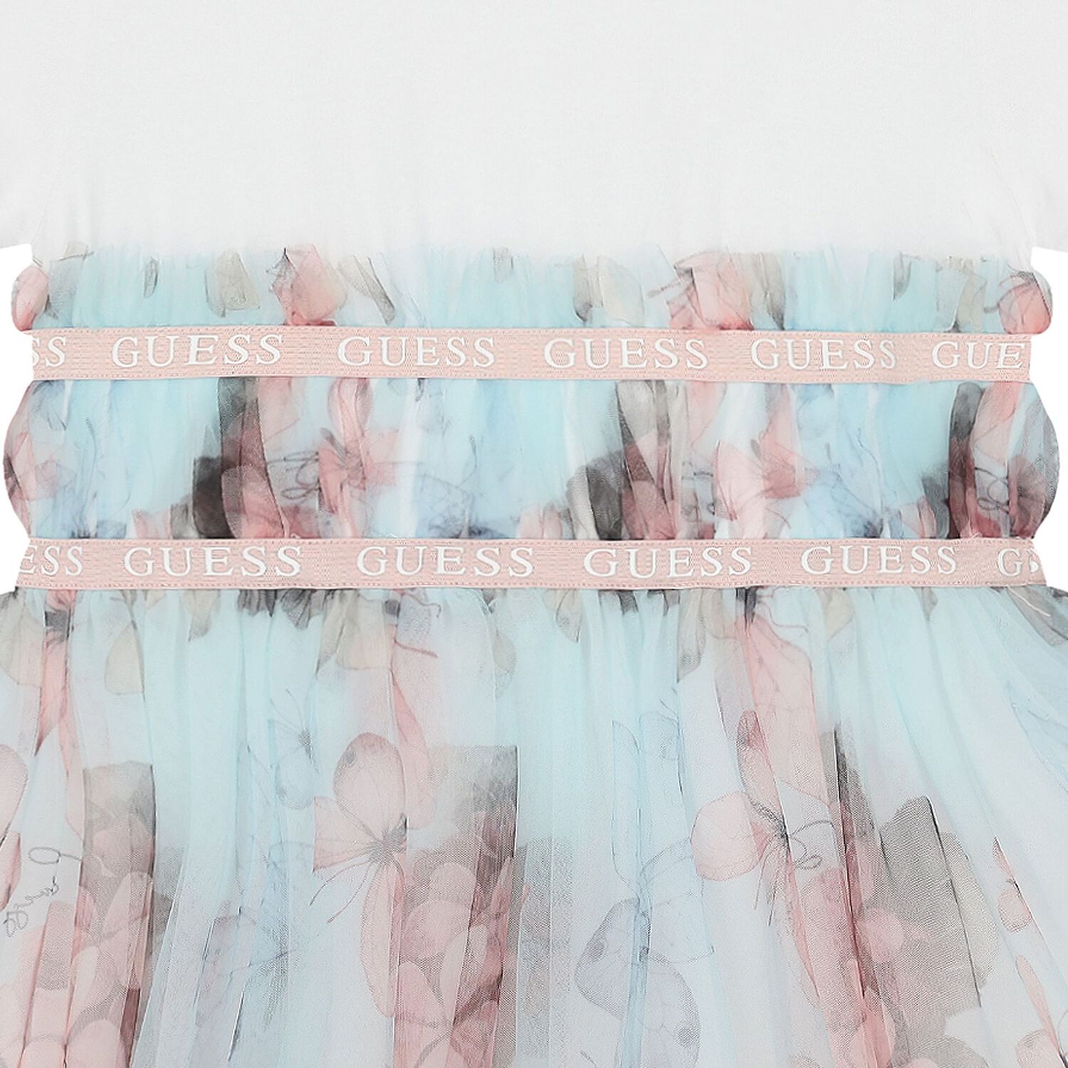 Girls White & Green Logo Tulle Dress, 1, hi-res image number null