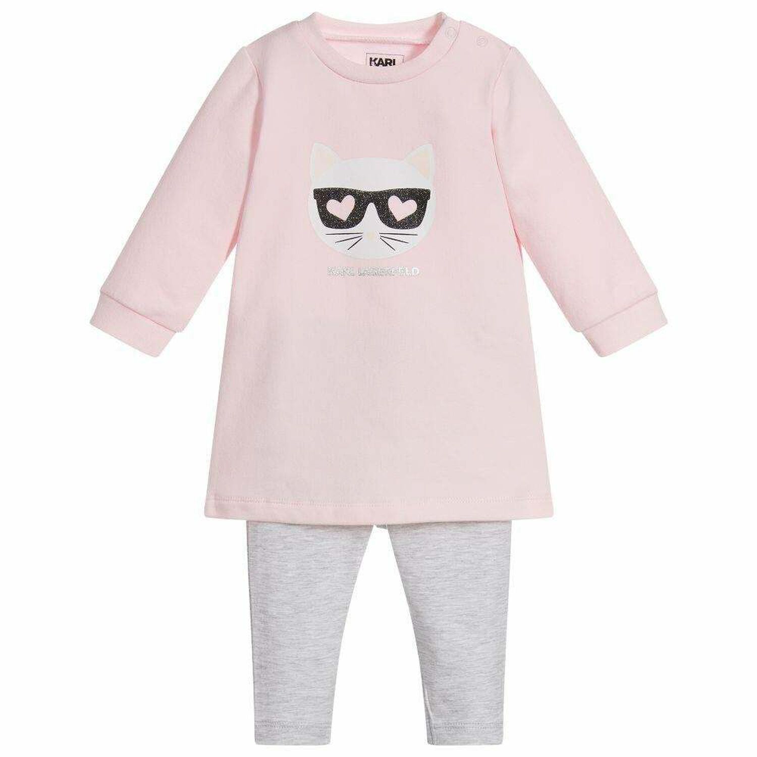 Baby Girls Pink & Grey Dress Set, 1, hi-res image number null