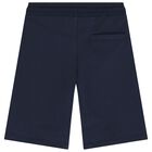 Boys Navy Blue Logo Shorts, 1, hi-res