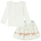 Girls Ivory Skirt Set, 3, hi-res