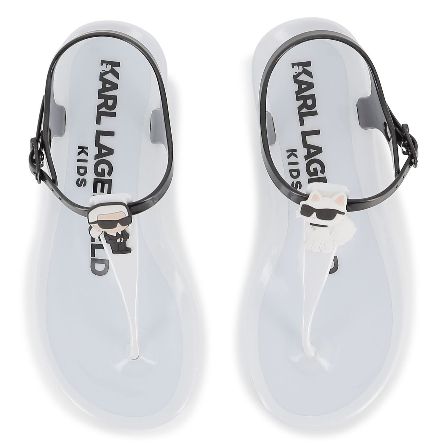 Girls White Karl & Choupette Jelly Sandals, 2, hi-res