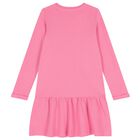 Girls Pink Logo Dress, 5, hi-res