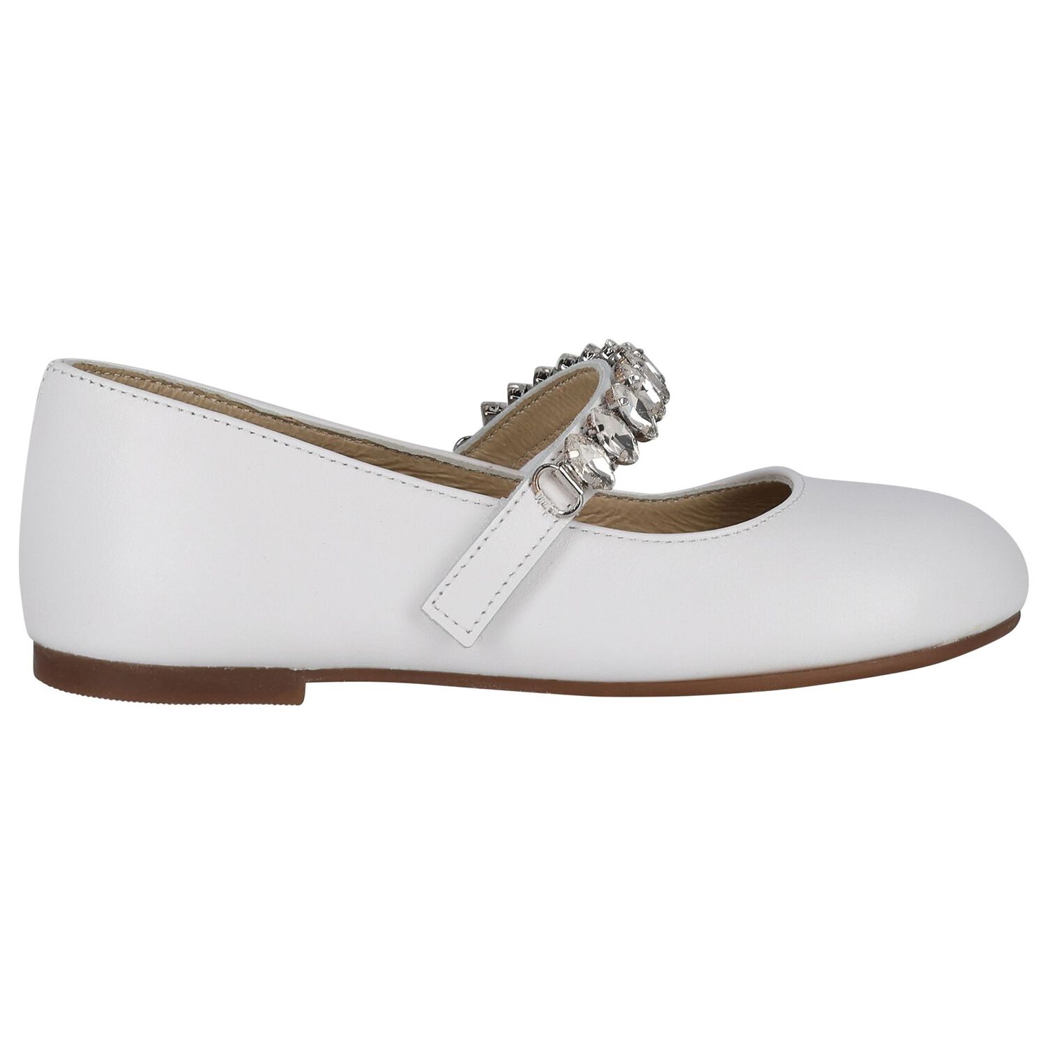 Girls White Embellished Ballerina Shoes, 1, hi-res