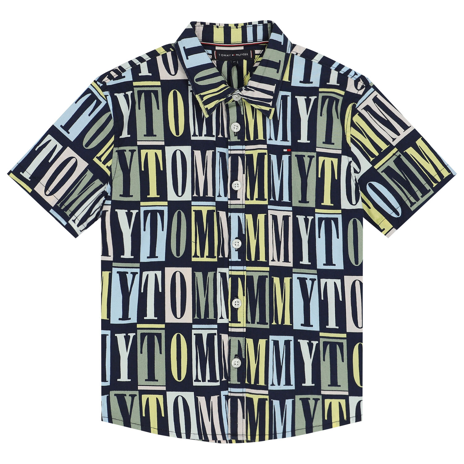 Boys Navy Blue Logo Shirt, 1, hi-res