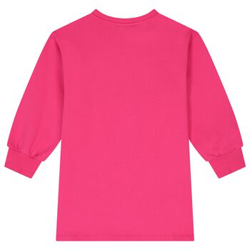 Girls Pink Teddy Bear Logo Swearshirt Dress