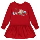 Girls Red Teddy Bear Dress, 1, hi-res
