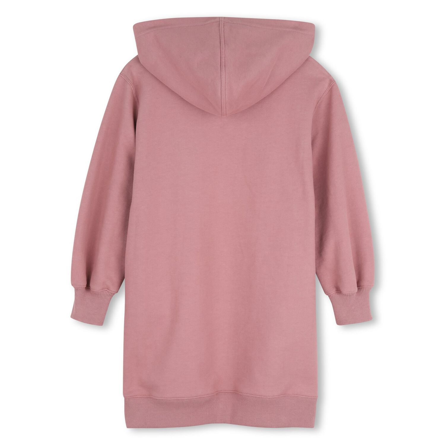 Girls Pink Heart Logo Hooded Dress, 2, hi-res