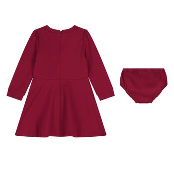 Baby Girls Burgundy Logo Dress Set