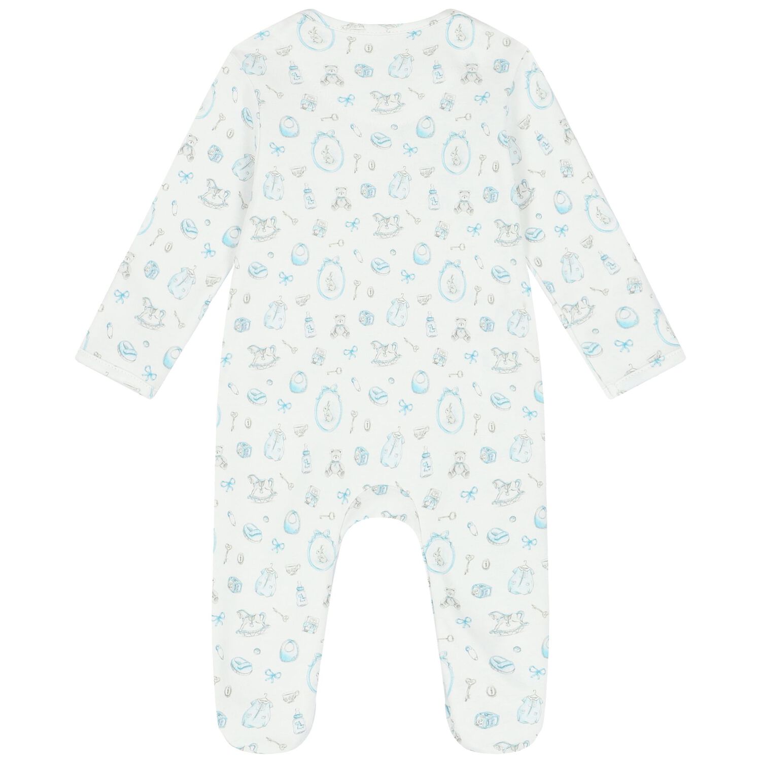 Baby Boys White & Blue Babygrow, 1, hi-res
