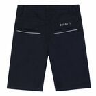 Boys Navy Logo Shorts, 1, hi-res