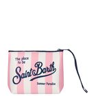 Girls White & Pink Striped Logo Pouch, 1, hi-res