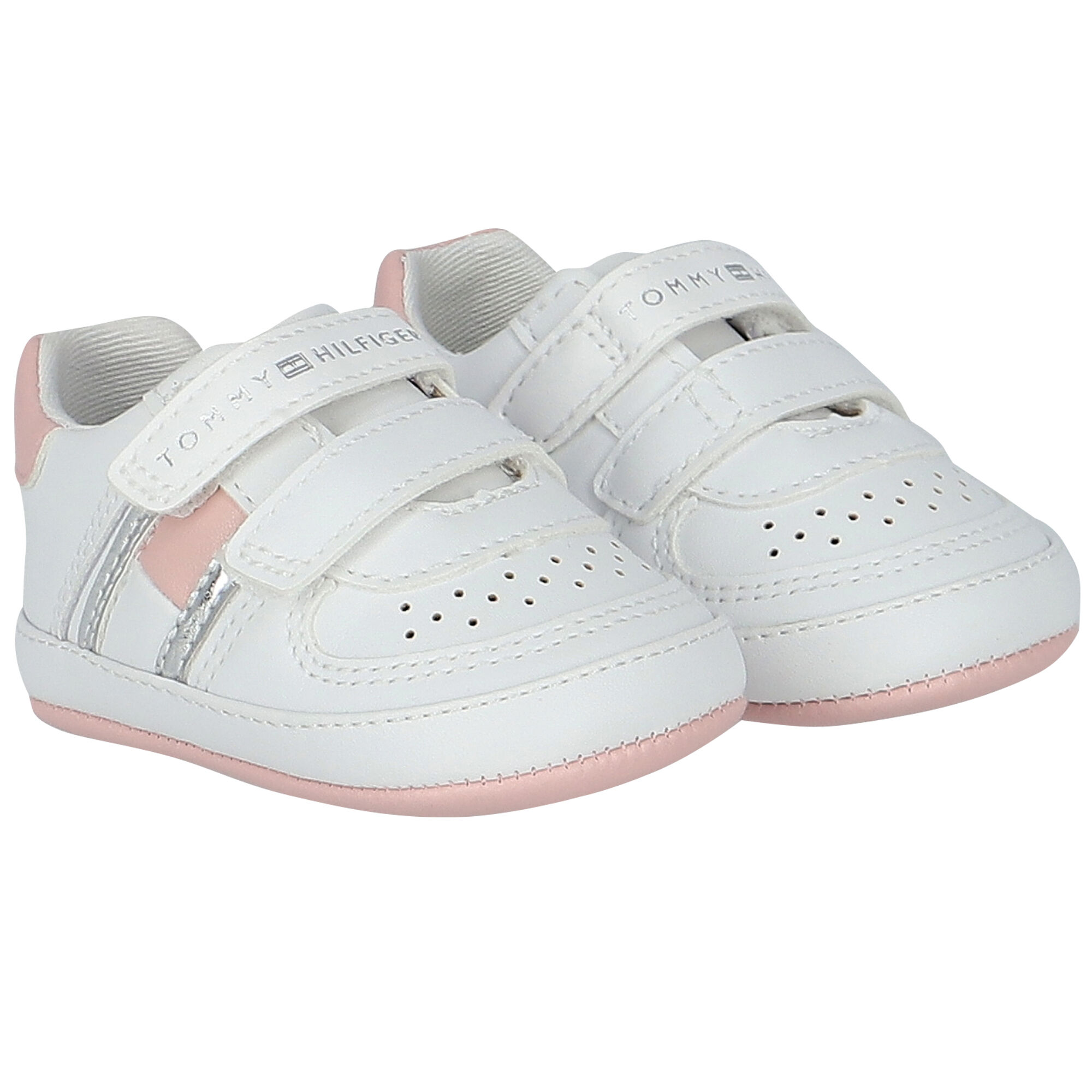 Tommy Hilfiger Baby Girls White Logo Pre Walker Shoes Junior Couture UK