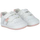 Baby Girls White Logo Pre Walker Shoes, 1, hi-res