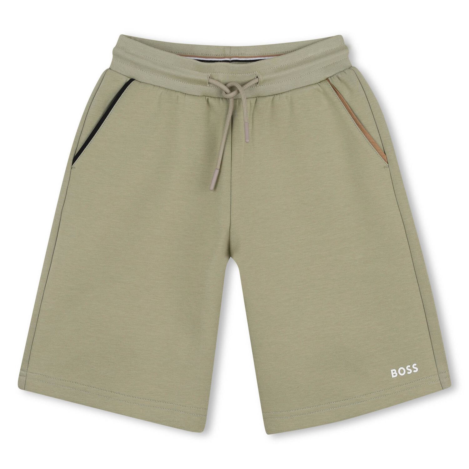 Boys Beige Logo Shorts, 2, hi-res