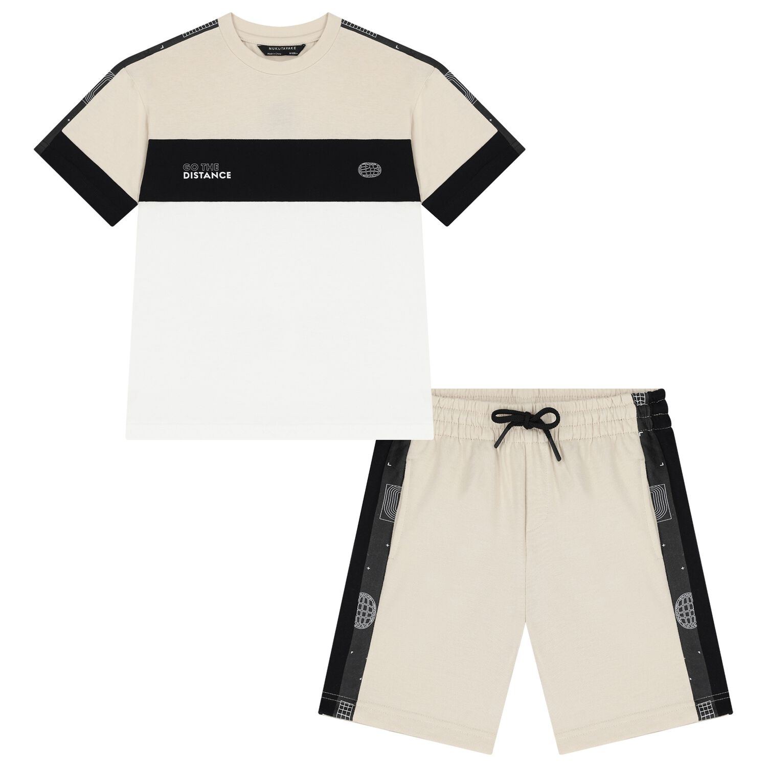 Boys Beige Shorts Set, 1, hi-res image number null