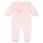 Baby Girls Pink Flower Babygrow, 1, hi-res