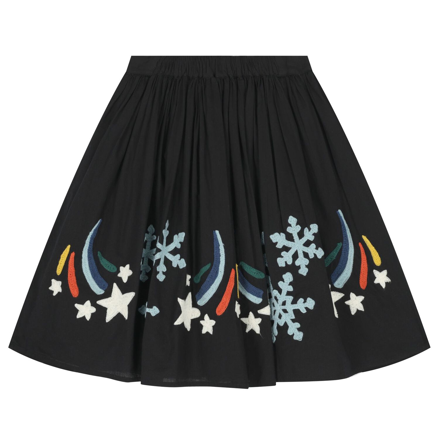 Girls Black Snowflakes Skirt, 1, hi-res