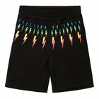 Boys Black Printed Shorts, 1, hi-res