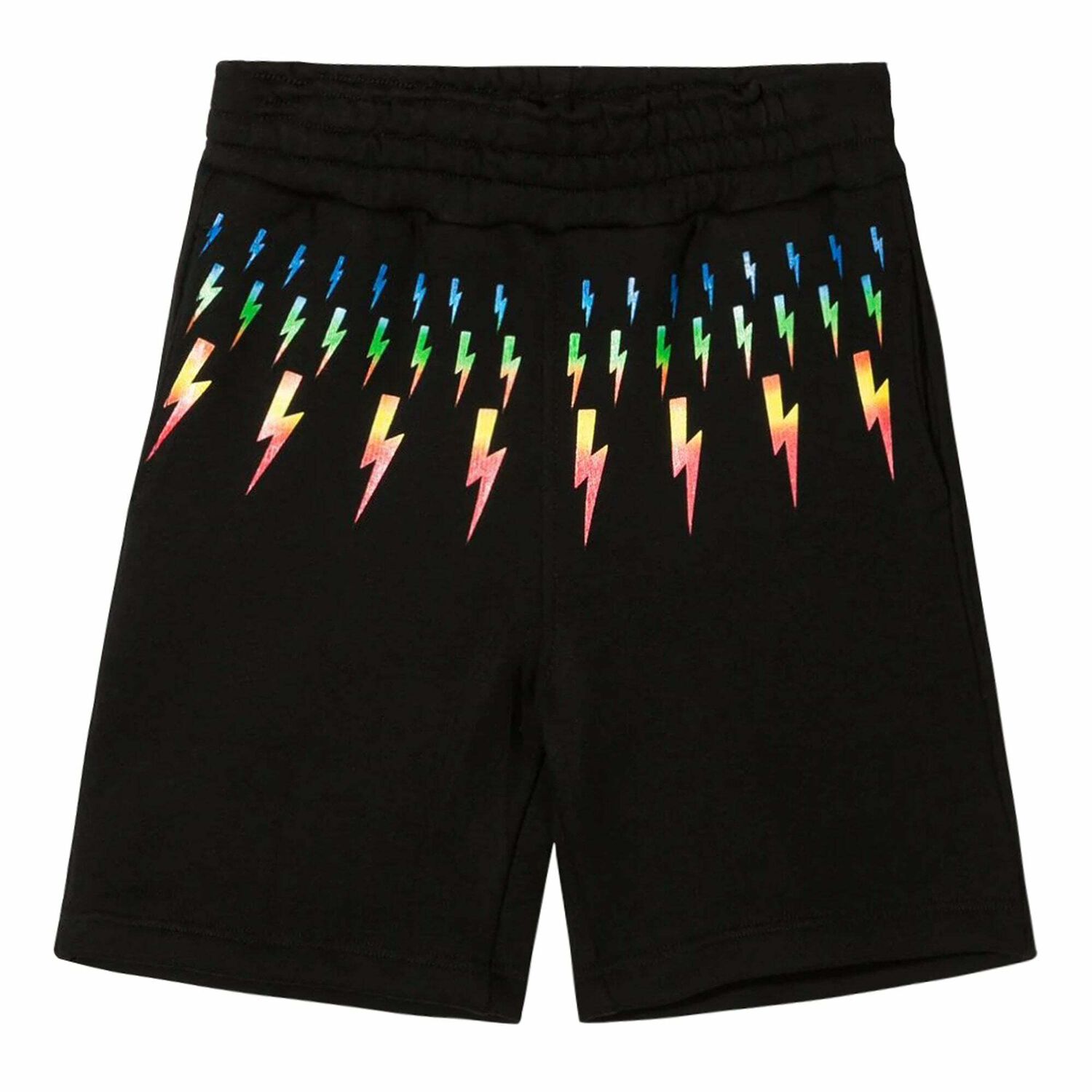 Boys Black Printed Shorts, 1, hi-res