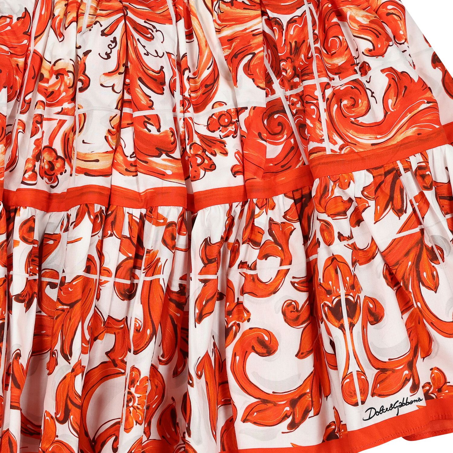 Girls White & Orange Majolica Skirt, 1, hi-res