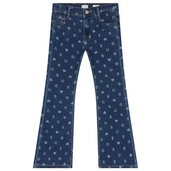 Girls Blue Denim Logo Jeans