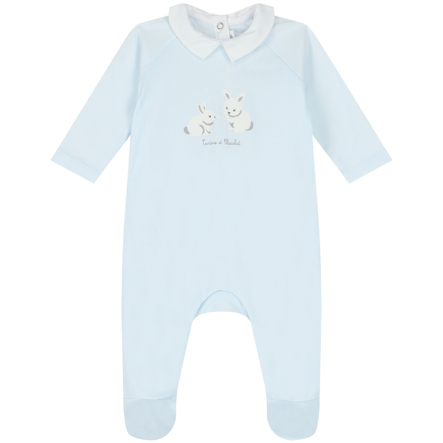 Baby Boys Blue Rabbit & Logo Babygrow, 2, hi-res