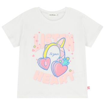 Girls White Headphones T-Shirt
