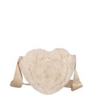 Girls Beige Fur Heart Bag ( 17cm ), 1, hi-res