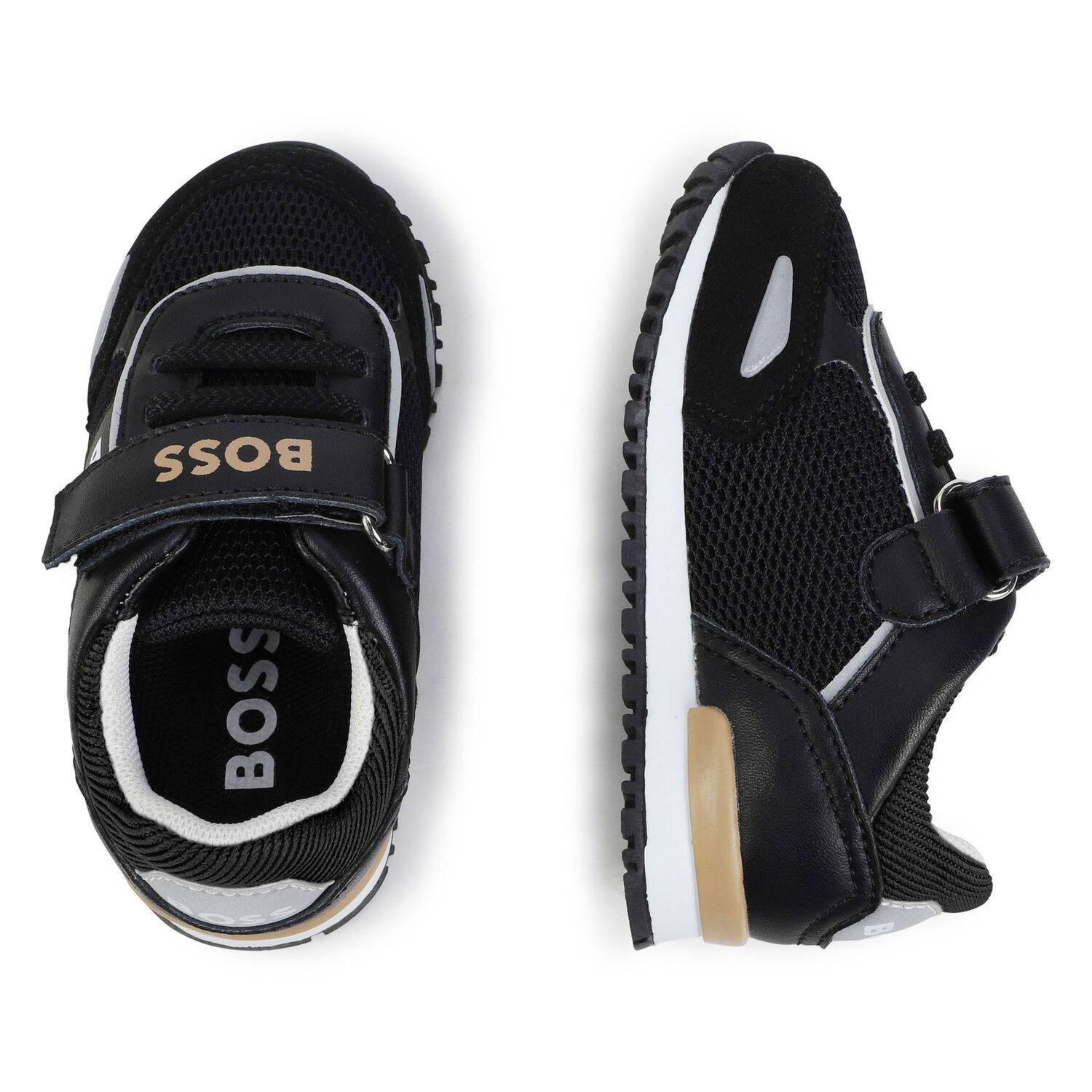 Younger Boys Black & Beige Logo Trainers, 1, hi-res image number null