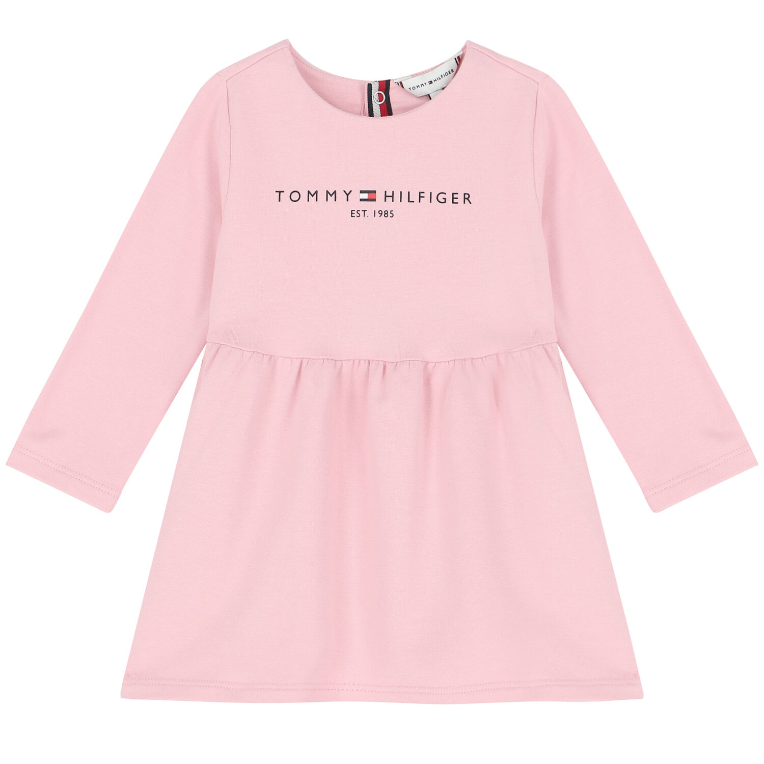 Baby Girls Pink Logo Cotton Dress, 1, hi-res