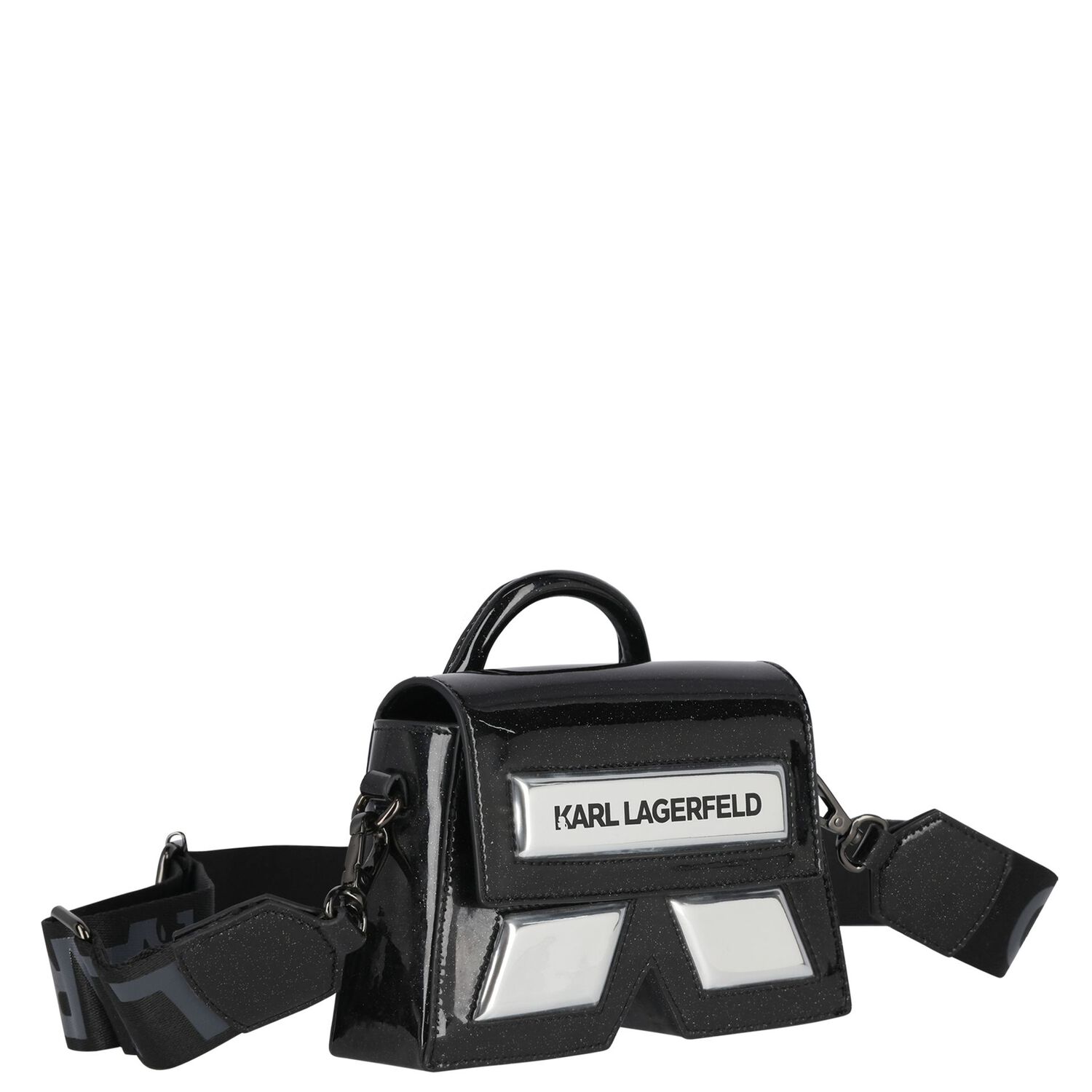 Girls Black Logo Handbag, 1, hi-res