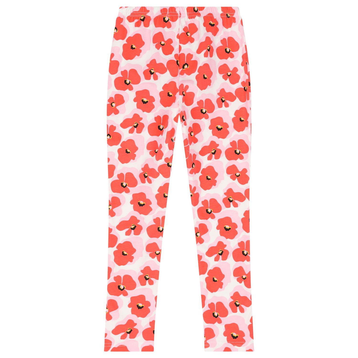 Girls Red & Pink Floral Leggings, 1, hi-res image number null