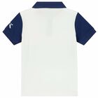 Boys White Logo Polo Shirt, 2, hi-res