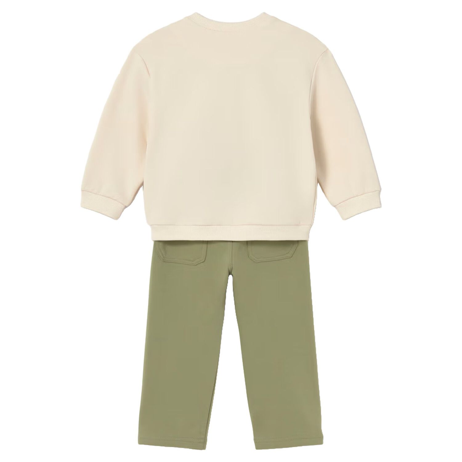 Younger Boys Beige & Green Tracksuit, 1, hi-res