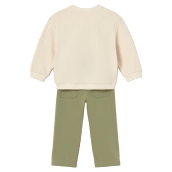 Younger Boys Beige & Green Tracksuit