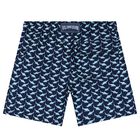 Boys Navy Blue Sharks Swim Shorts, 1, hi-res