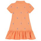 Baby Girls Orange Cotton Polo Dress, 1, hi-res