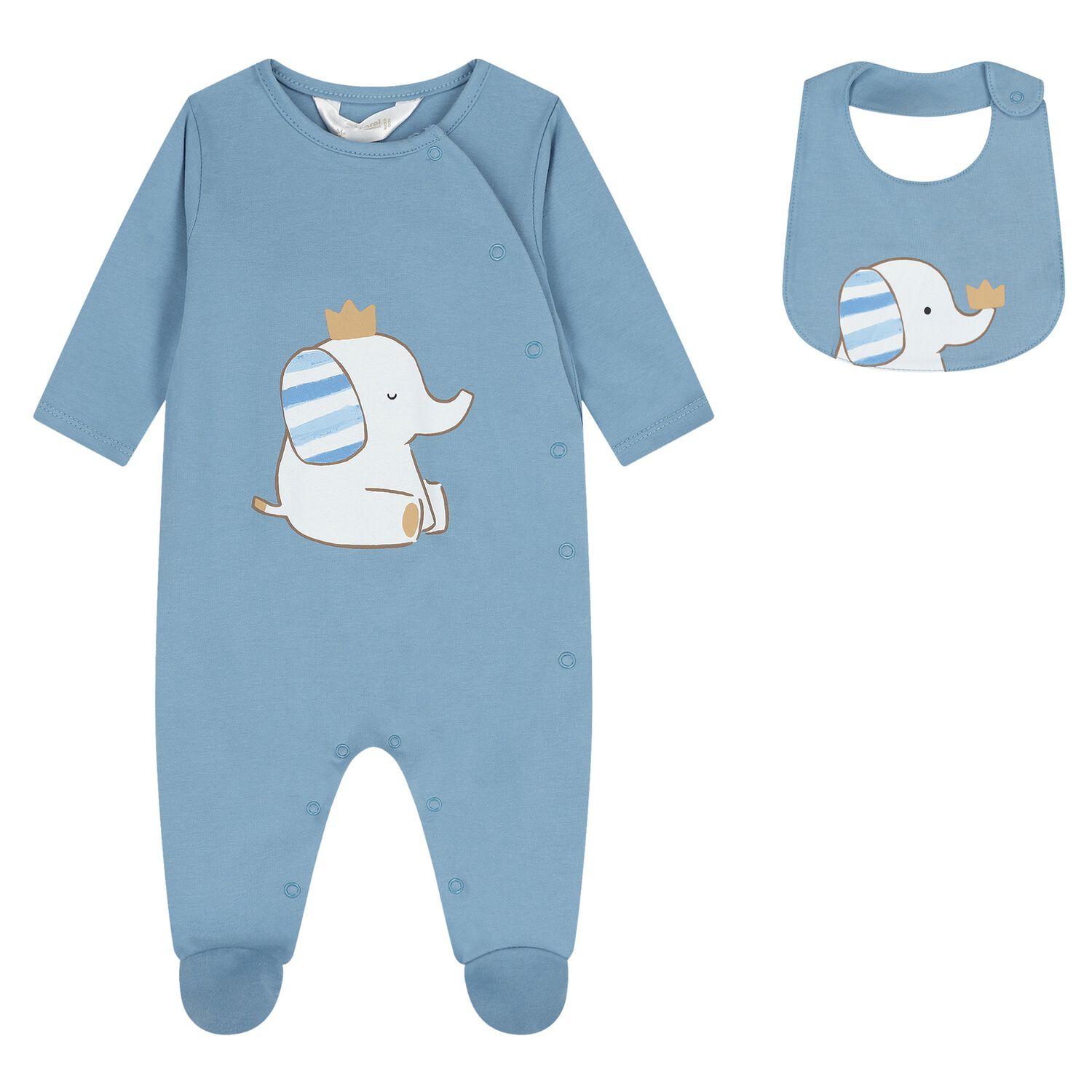 Baby Boys Blue Elephant Babygrow Gift Set, 2, hi-res
