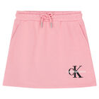 Girls Pink Embroidered Logo Skirt, 1, hi-res