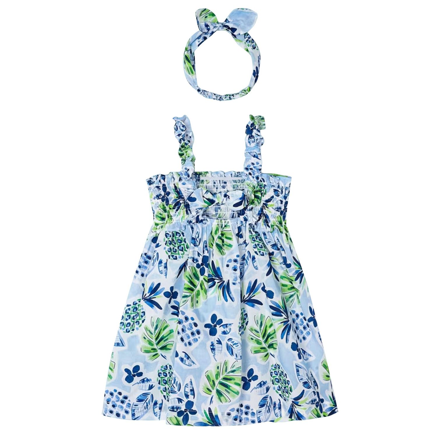Girls Blue Pineapple Dress Set, 4, hi-res