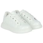Girls White Hearts Trainers, 1, hi-res