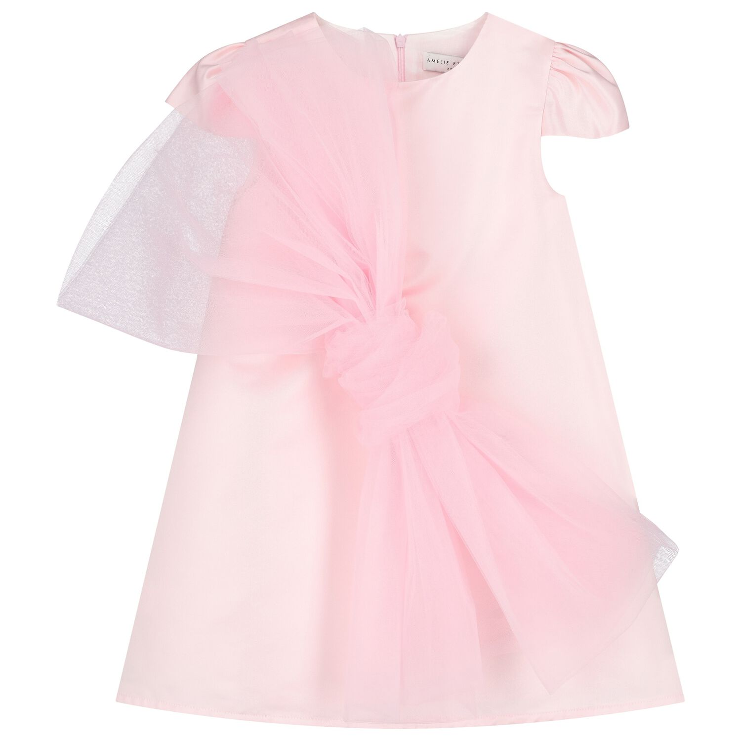 Girls Pink Bow Dress, 1, hi-res