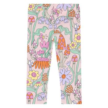 Younger Girls Pink Flower Leggings