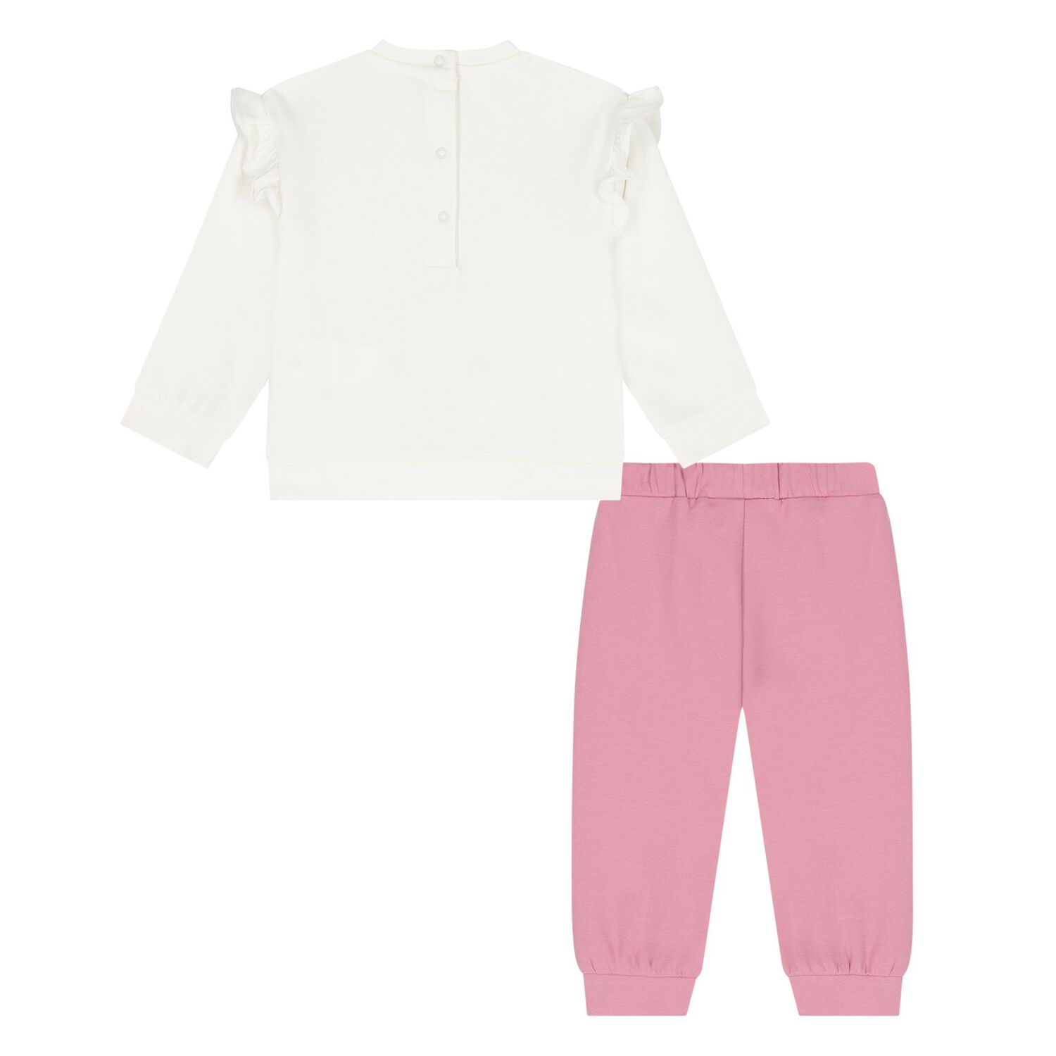 Younger Girls Ivory & Pink Tracksuit, 1, hi-res