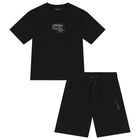 Boys Black Shorts Set, 1, hi-res