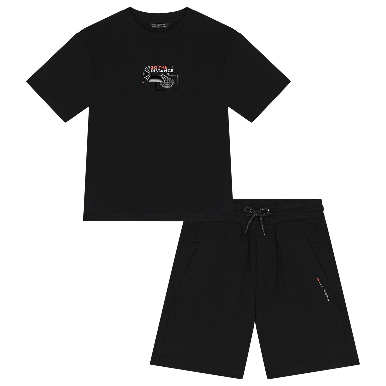 Boys Black Shorts Set, 1, hi-res
